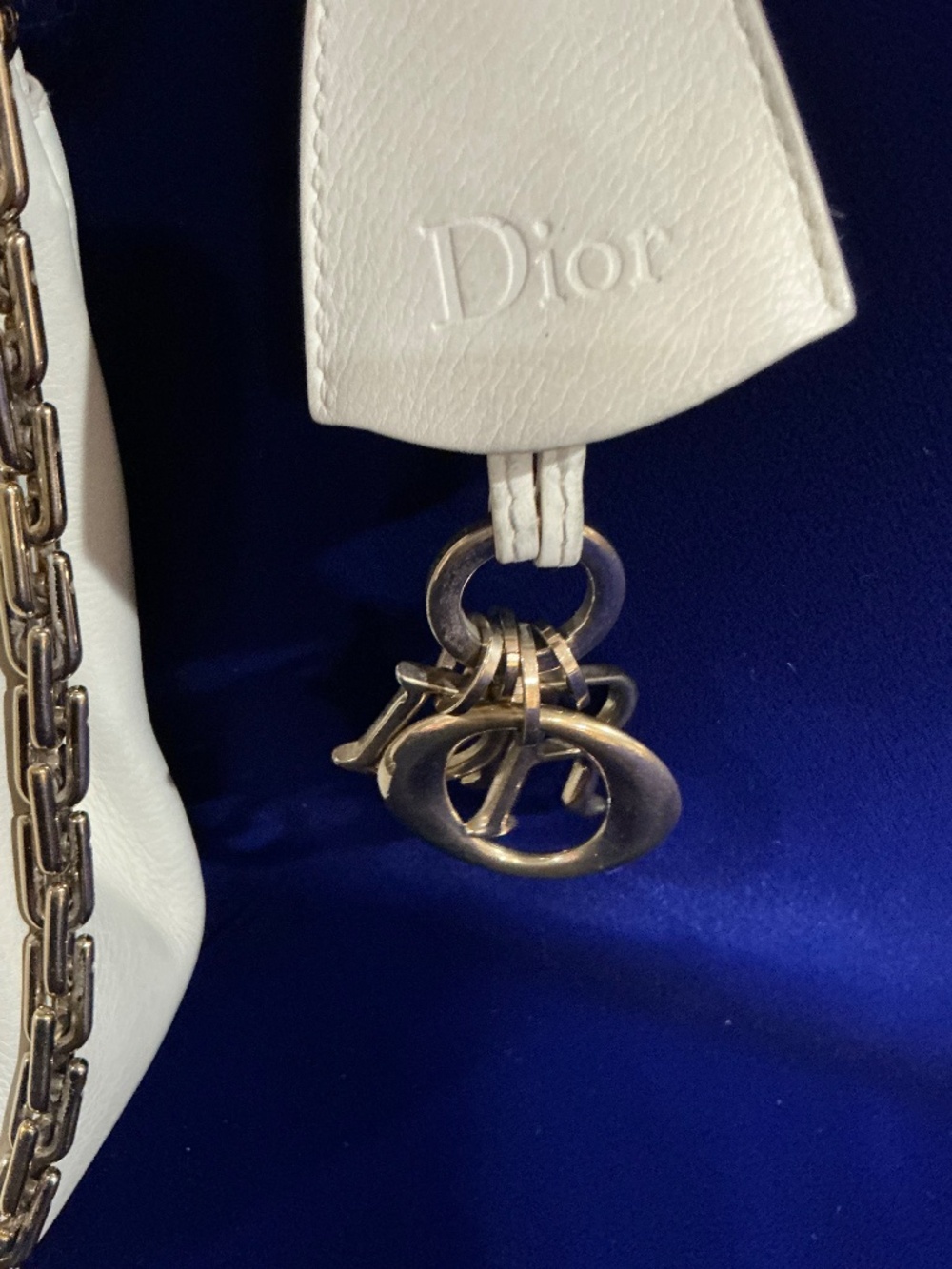 Christian Dior Diorling Chain Shoulder Bag Cream Calfskin Leather Women - Picture 4 of 11